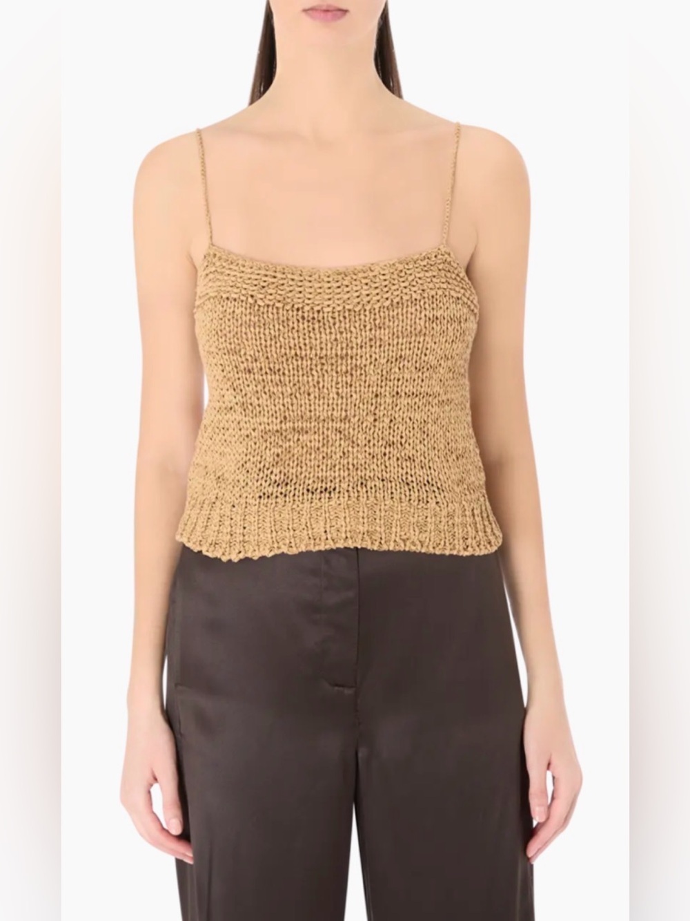Staud The Haze Knit Tank Top in Tan Size XS